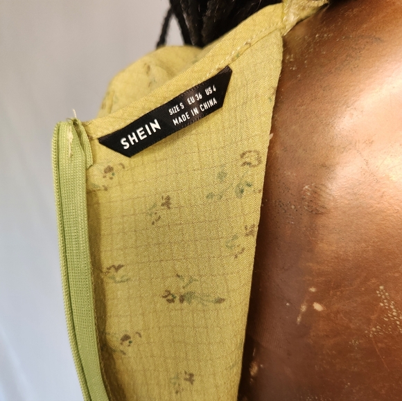 Olive Floral Tie-Front Cutout Open Back Mini Dress - Picture 10 of 15